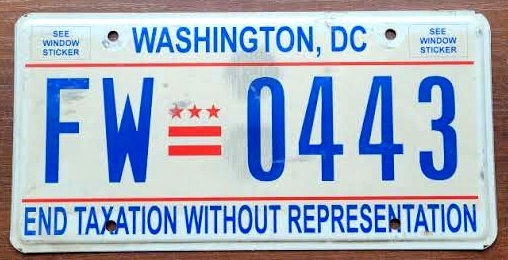Washington DC - tablica rejestracyjna z USA