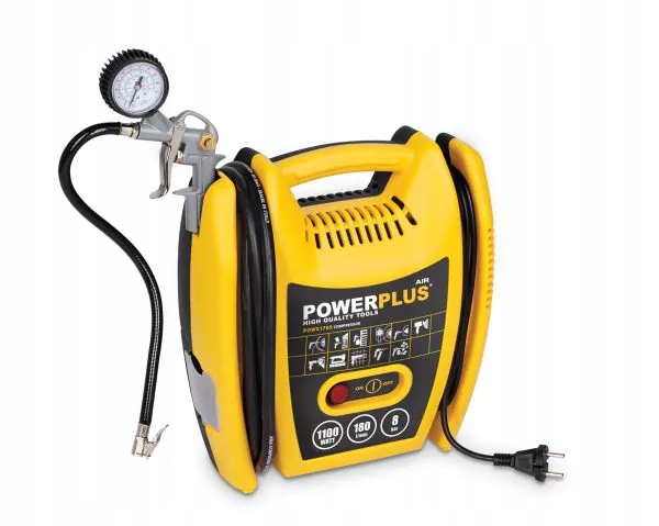 Powerplus POWX1705 Kompresor 1100W plus 5 ks prísl. bezolejový