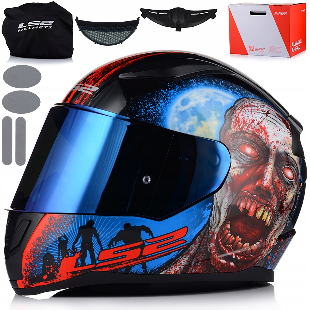 Motocyklová Prilba LS2 FF353 Rapid II Zombie 06 Modré Zrkadlové Sklo