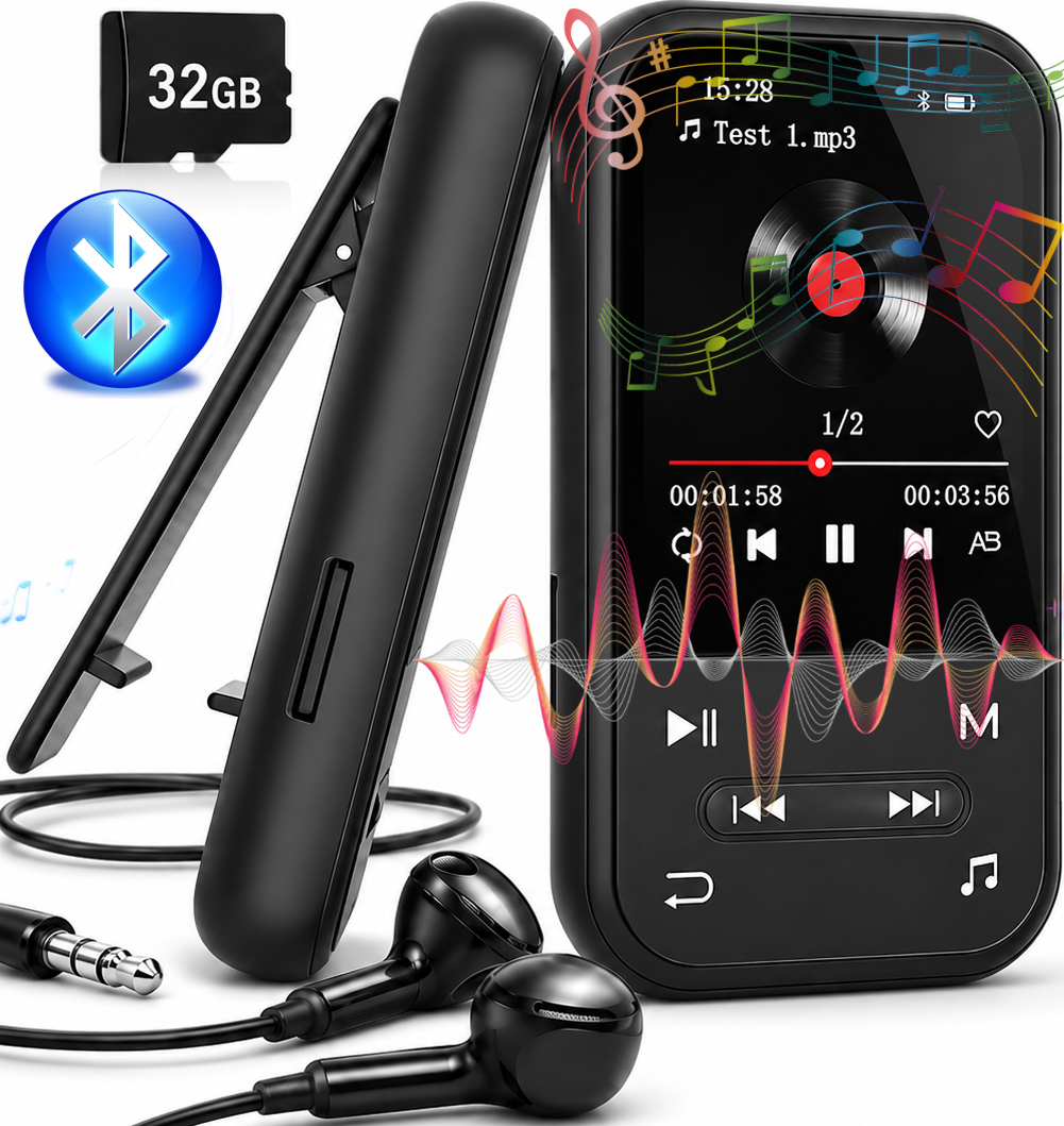 MP4 MP3 Bluetooth HiFi Přehrávač 32 Gb Fm Rádio Diktafon Krokoměr