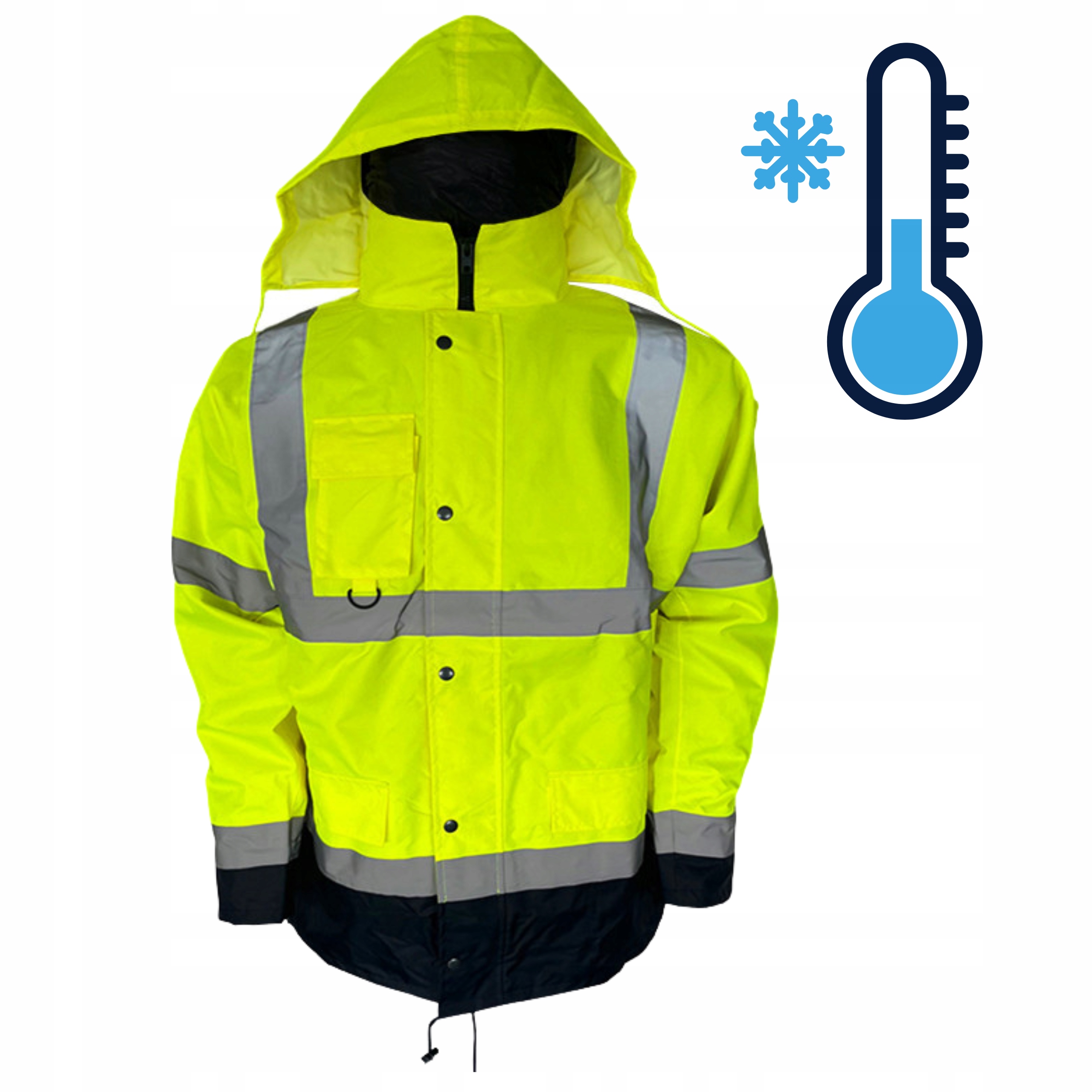 Kurtka Robocza Ocieplana zimowa Odblaskowa Z Kapturem Wodoodporna Ciepła