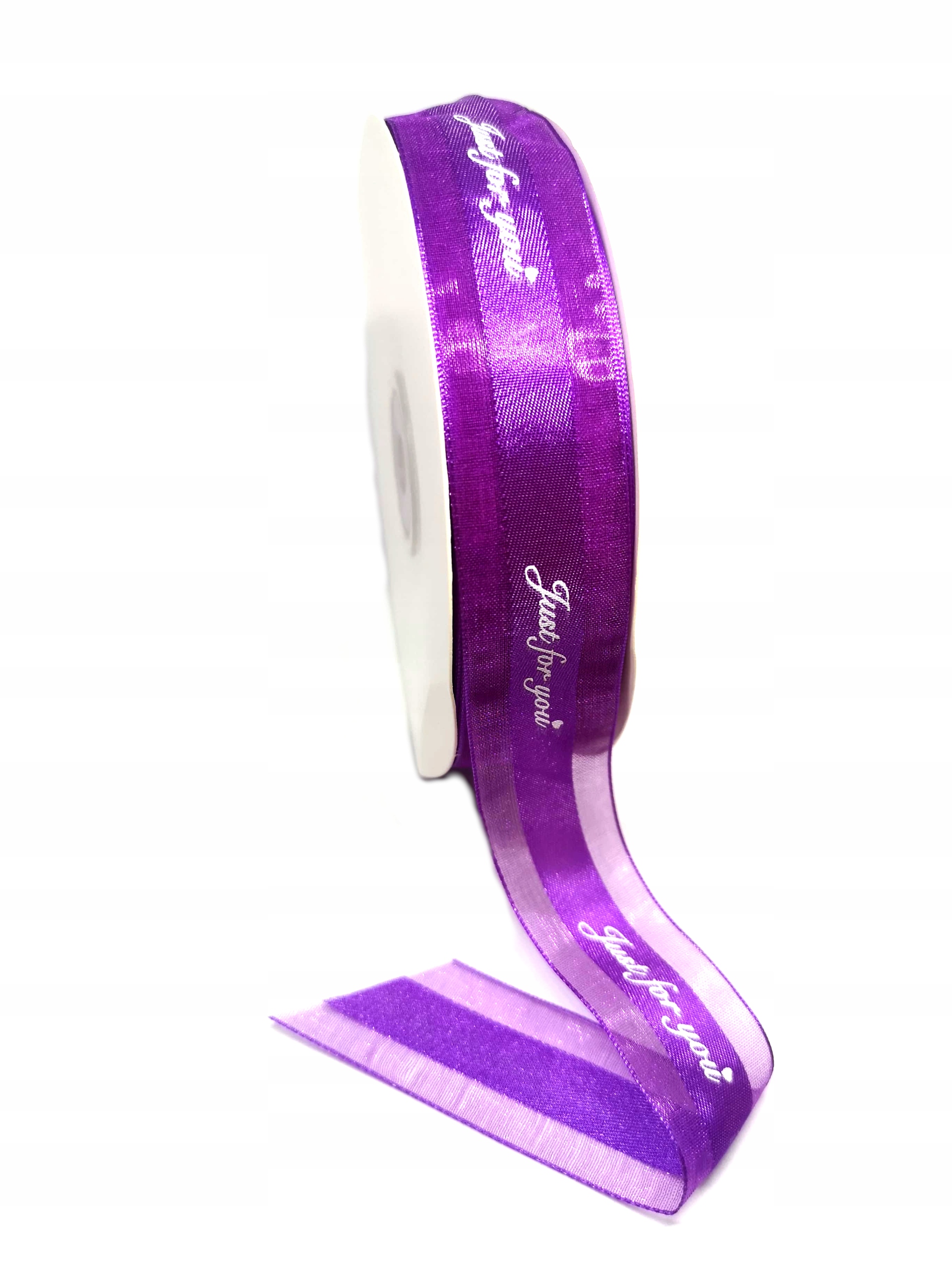 FIOLETOWA WSTĄŻKA TASIEMKA SZYFONOWA URODZINOWA