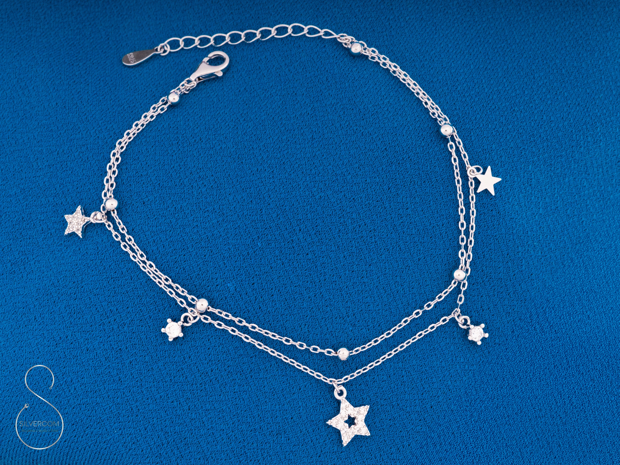 Stříbrný Náramek 925 Dvojitý Hvězdičky Se Zirkony Kuličky Jako Dárek