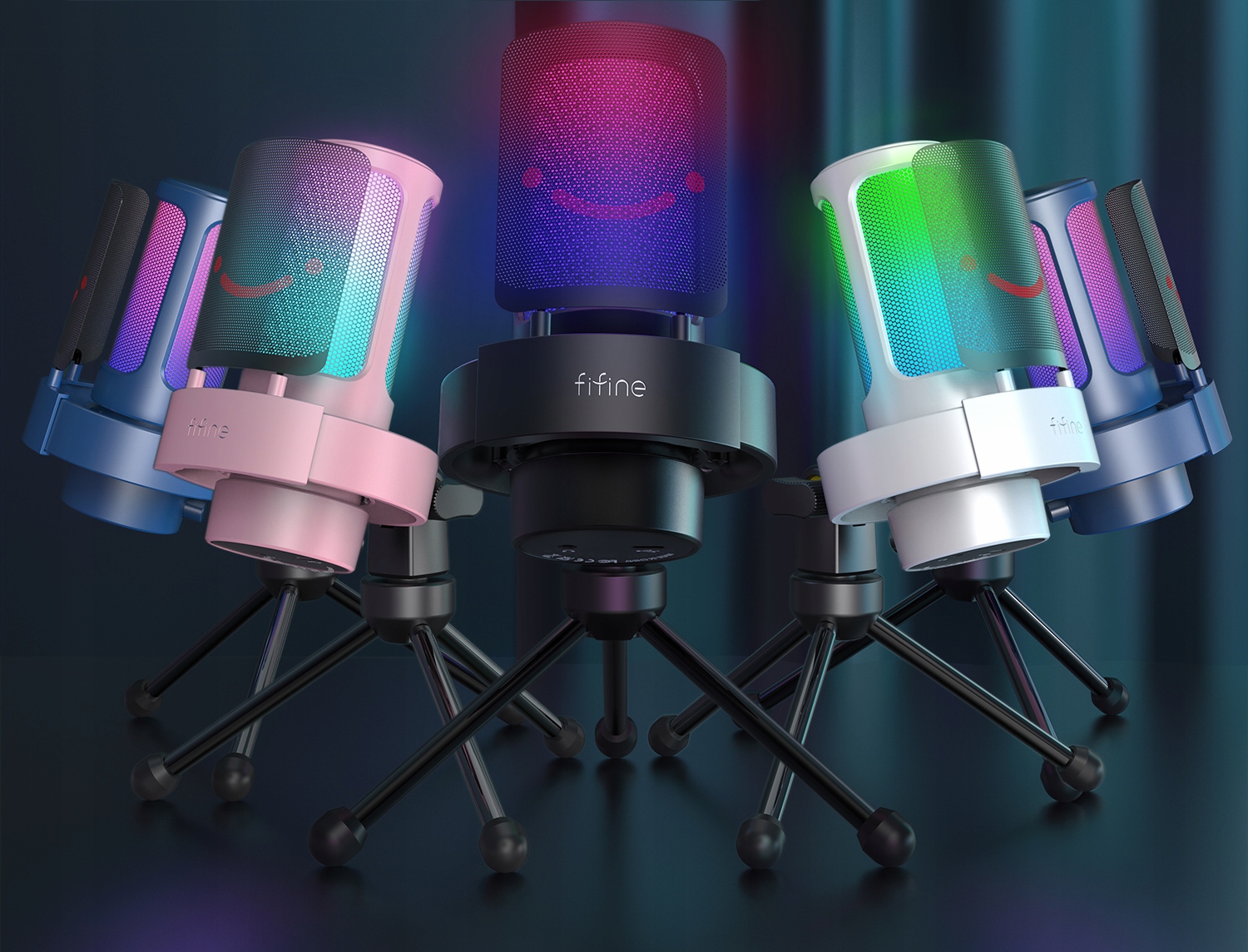 Mikrofon pojemnościowy studyjny Fifine A8 USB RGB Plug&Play gamingowy BIAŁY Kod producenta A8W AMPLIGAME dla streamowania