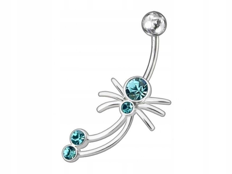 Stříbrný náušník 925 do pupíku pavouk modrý jako dárek, módní, efektní