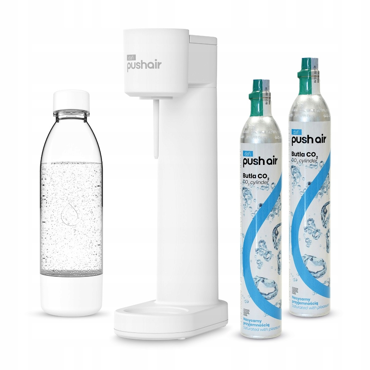 PushAir Saturator do Wody Dafi Syfon Biały 2 Naboje Butelka 0,7