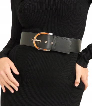 Marciano Guess Černý Kožený Pásek S Ozdobnou Zlatou Sponou M Gnj