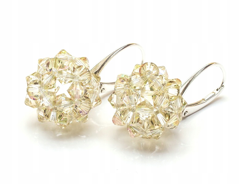 Stříbrné Náušnice 925 Kule 16 s krystalem Swarovski Lumg
