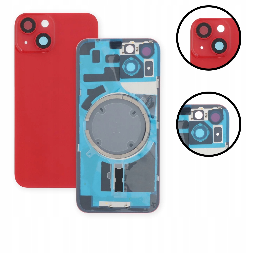 Tylna szyba klapka baterii panel tylny ramka do iPhone 14, czerwona