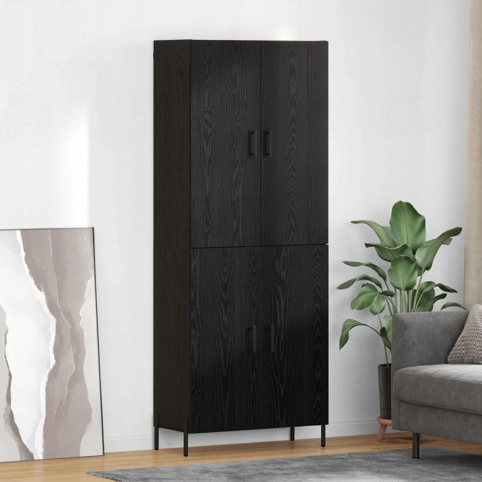 vidaXL Vysoký bufet Černý dub 69,5 x 34 x 180 cm kompozitní dřevo