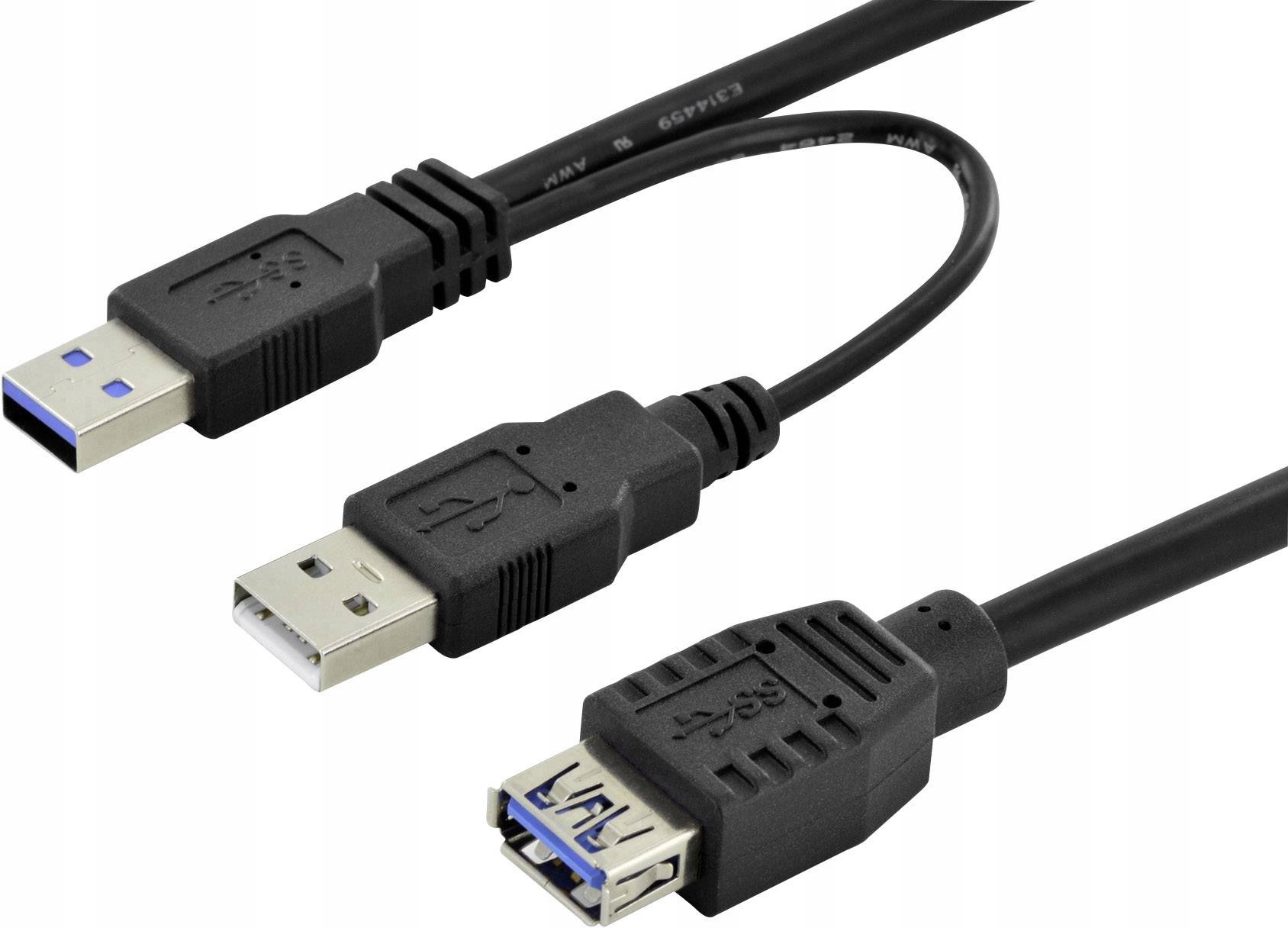 Przedłużacz Kabel USB 3.0 2xAM - dane + zasilanie v3