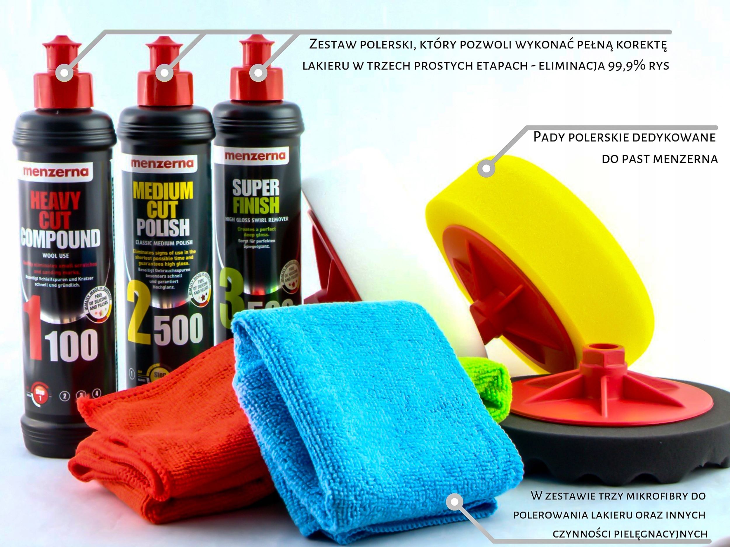 ZESTAW DO POLEROWANIA PASTY POLERSKIE Pady HML Brand Menzerna