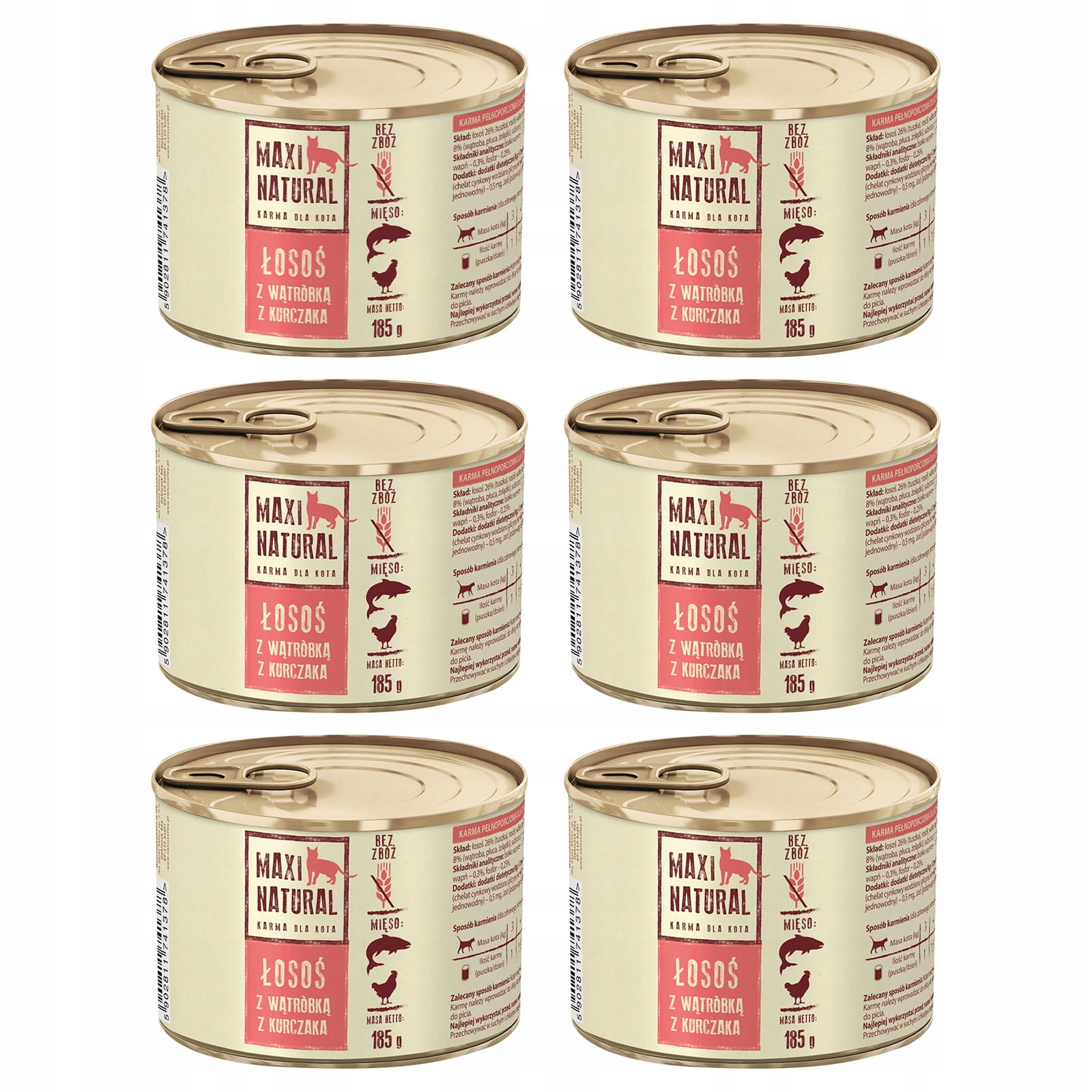 Maxi Natural Krmivo mokré pro kočky Losos s kuřecími játry 6x185 g
