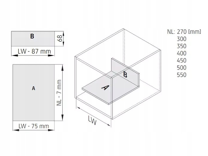 Szuflada SEVROLLBOX SLIM h=199mm biały-500mm Głębokość mebla 50 cm