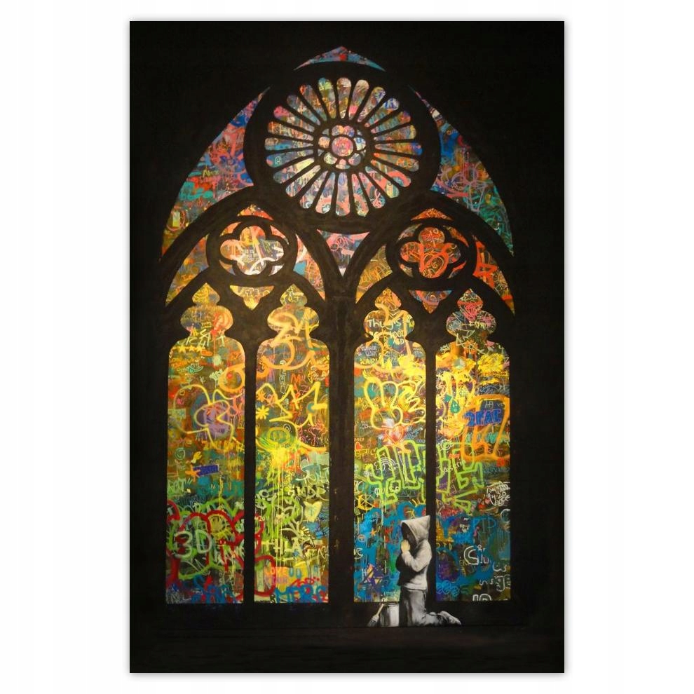 

Plakat samoprzylepny 40x60 Banksy Witraż Kościół