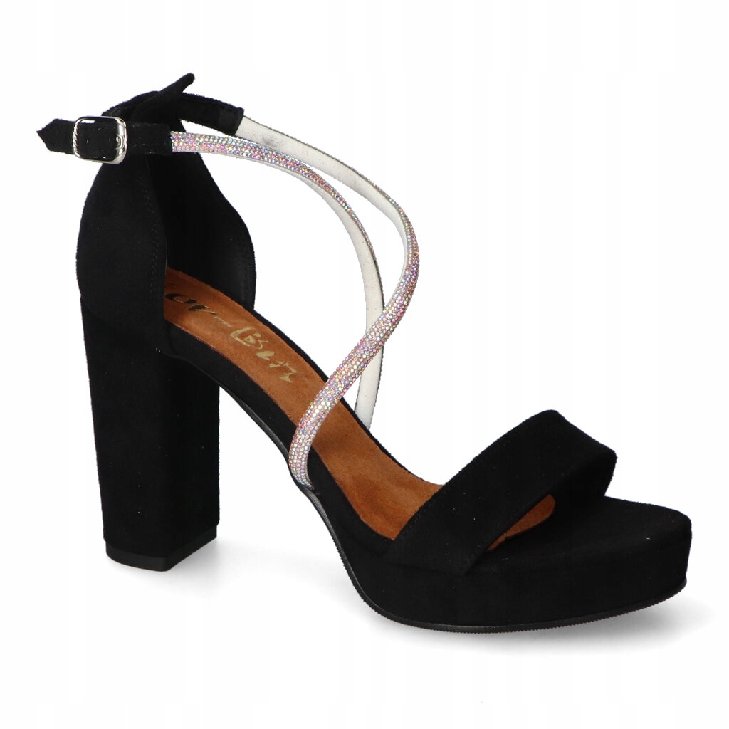 Sandály For-But Nela Černý semišový pásek zirkon 39