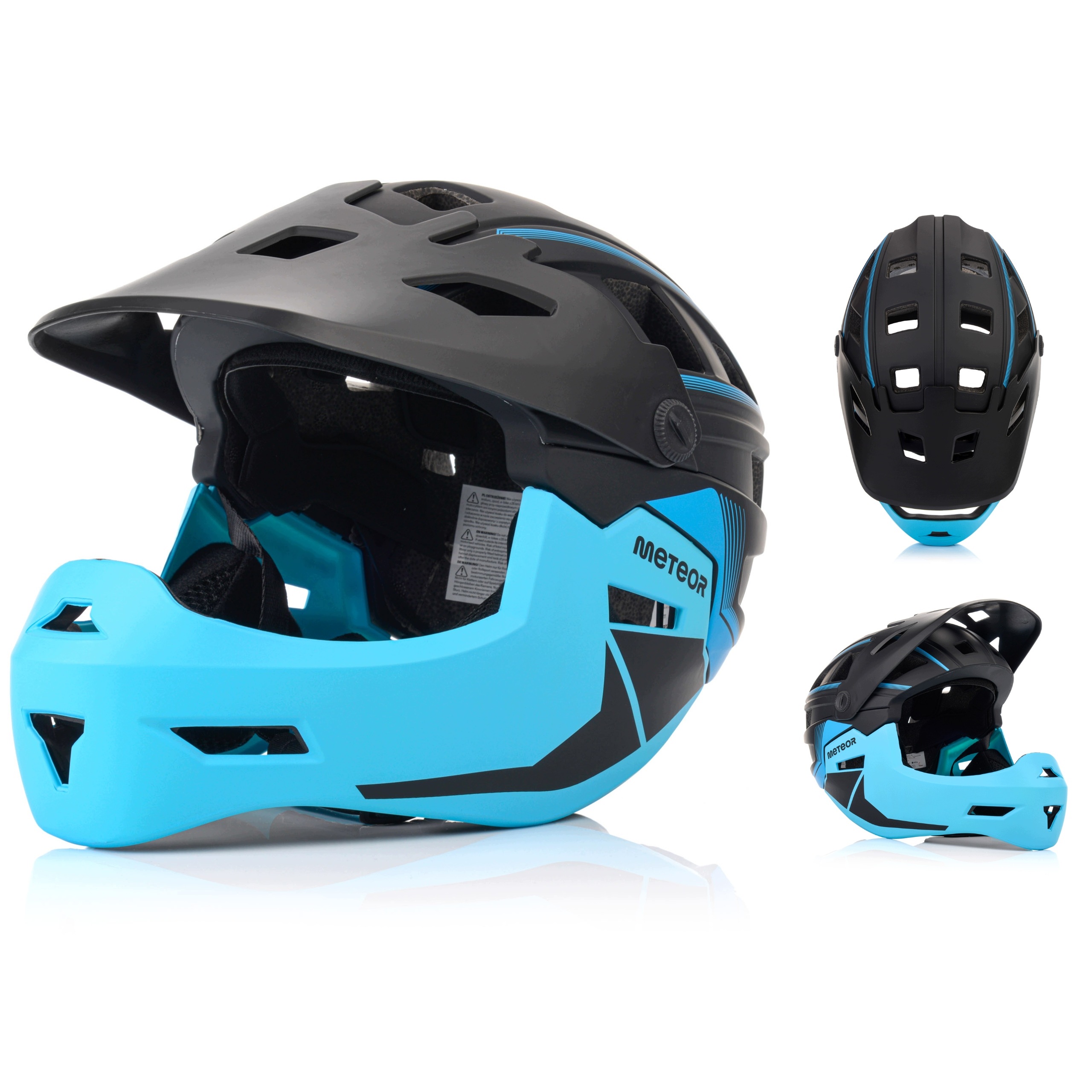 Kask full face z odpinanym podbródkiem do roweru i Mtb 51-55 cm Meteor