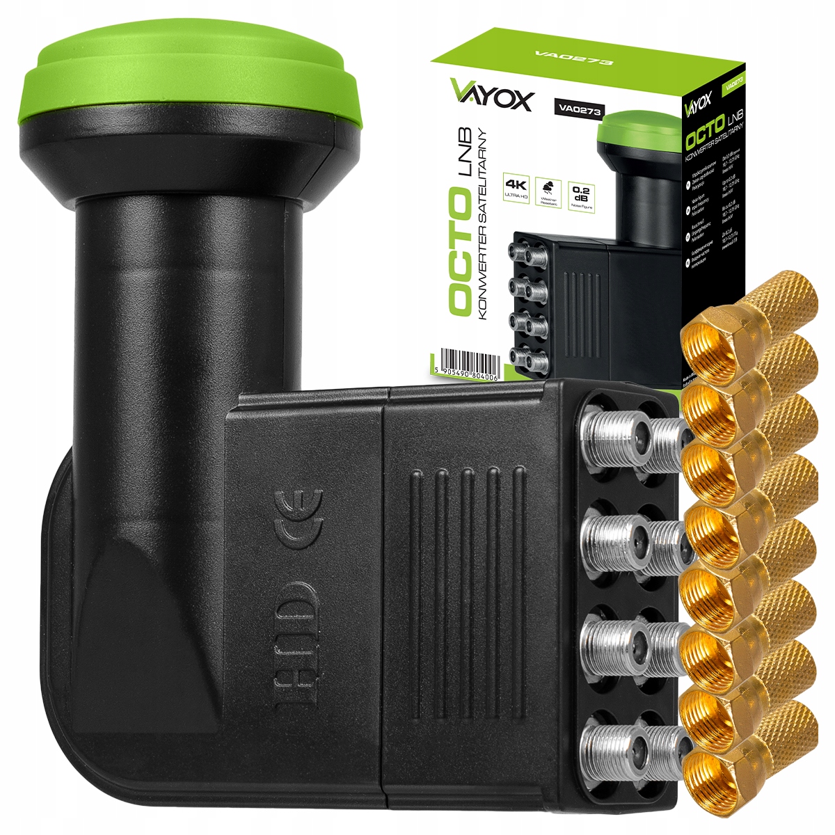 Satelitní Konvertor Octo 8 Zásuvek 4K Nc+ Digitální Polsat Multiroom Vayox