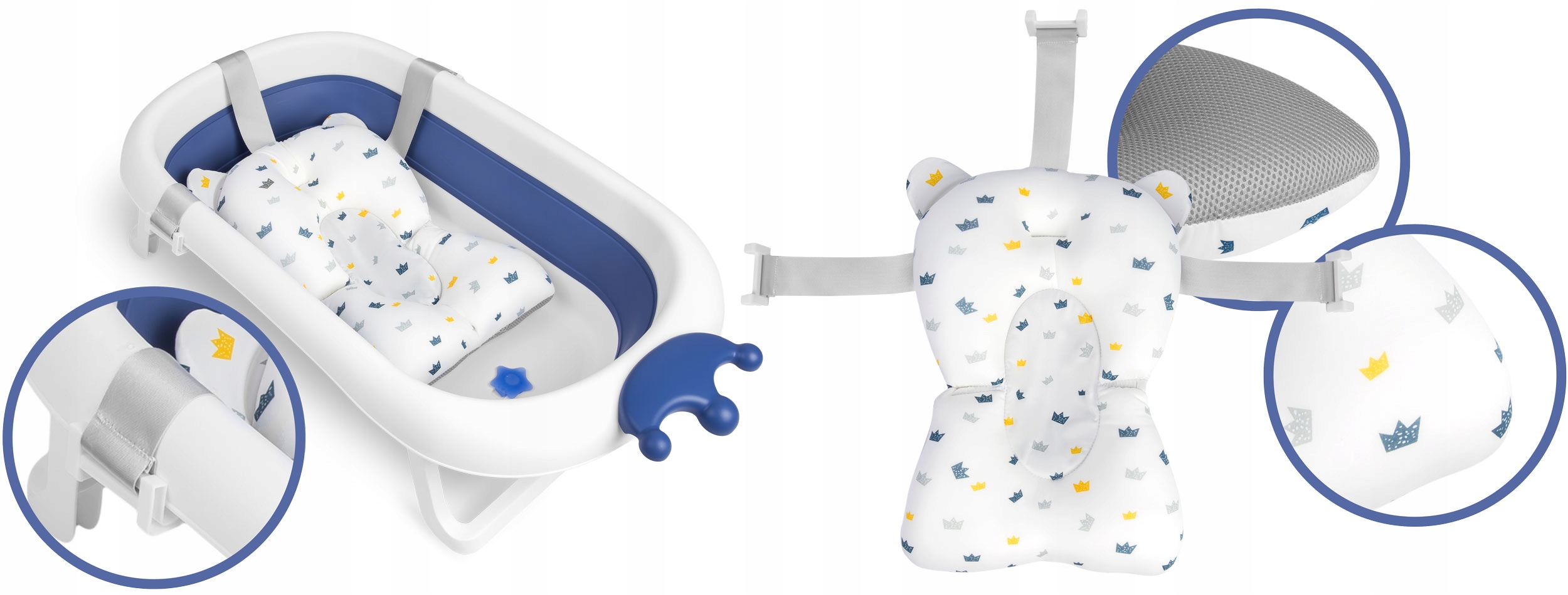 WANIENKA DLA NIEMOWLĄT DZIECI TURYSTYCZNA SKŁADANA SILIKONOWA + PODUSZKA Głębokość produktu 90 cm