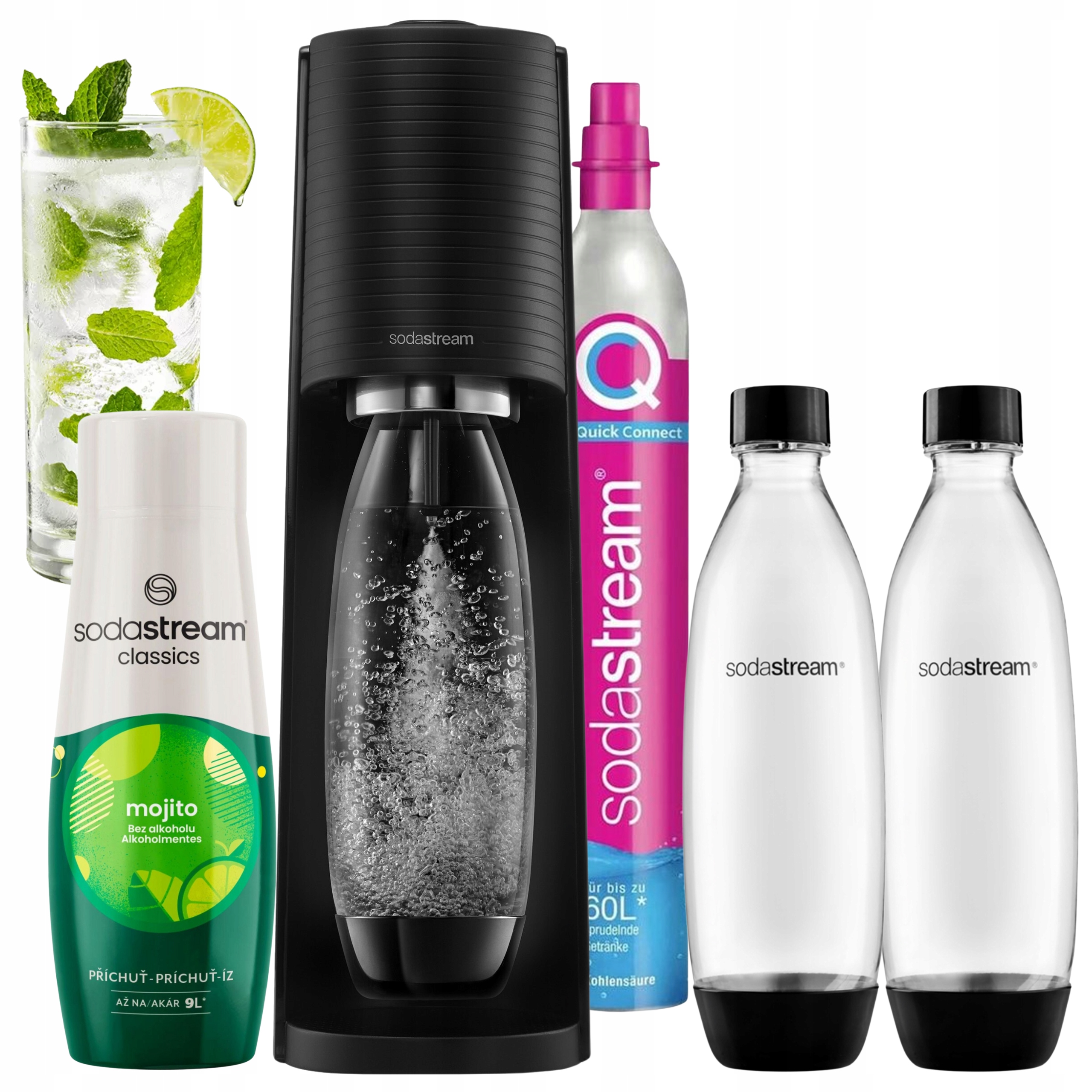 SodaStream Terra perlivá Výrobník sody 2 lahve 1l sirup Mojito