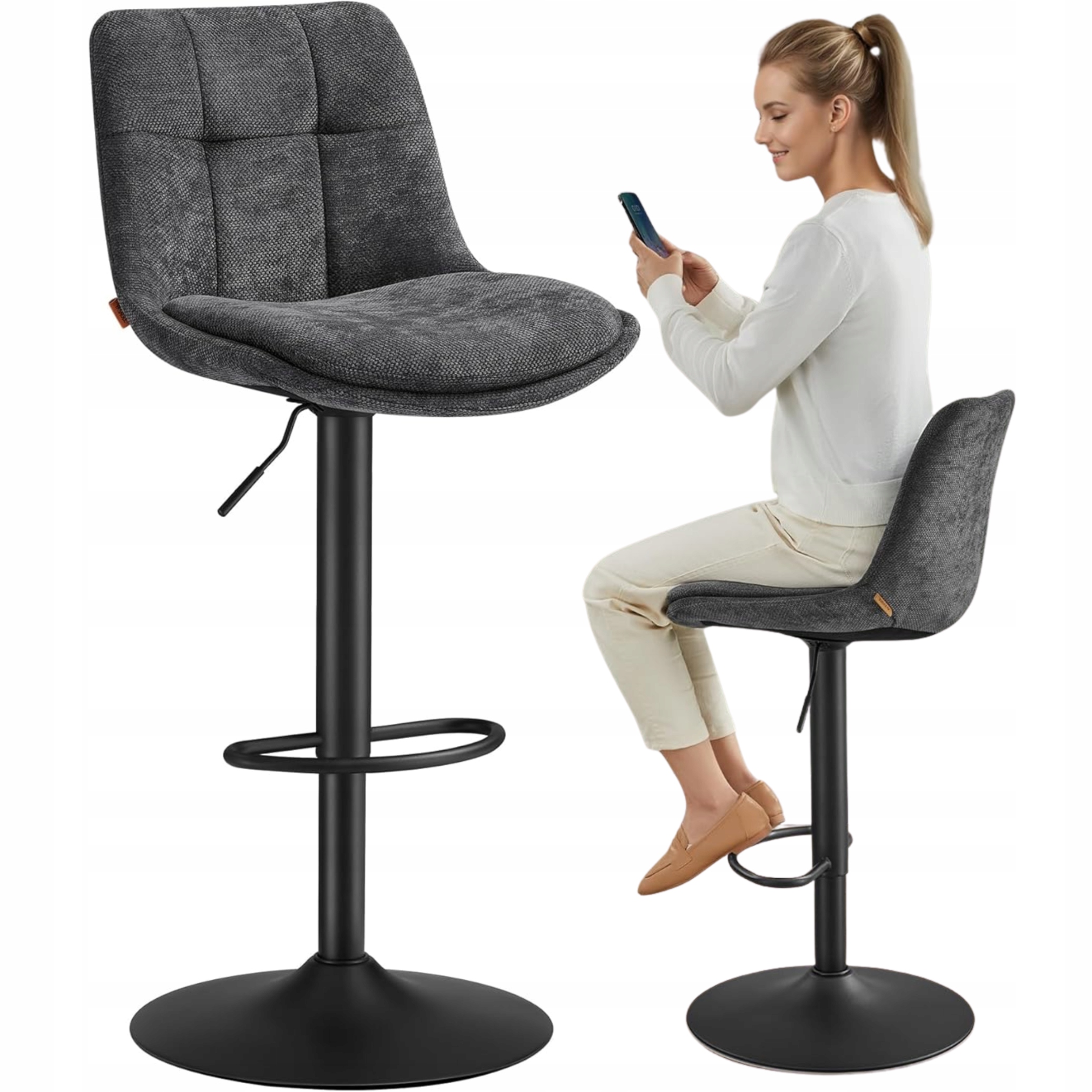 Hoker Šedý s opierkou a reguláciou výšky Sada 2 otočných stoličiek
