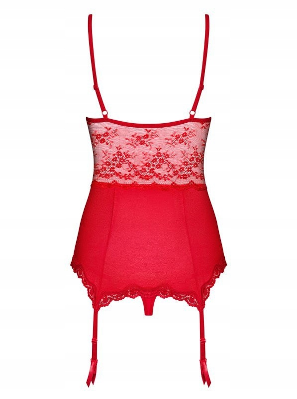 Czerwony gorset satynowy z koronką i fiszbinami Lovica Obsessive S/M Materiał dominujący poliamid