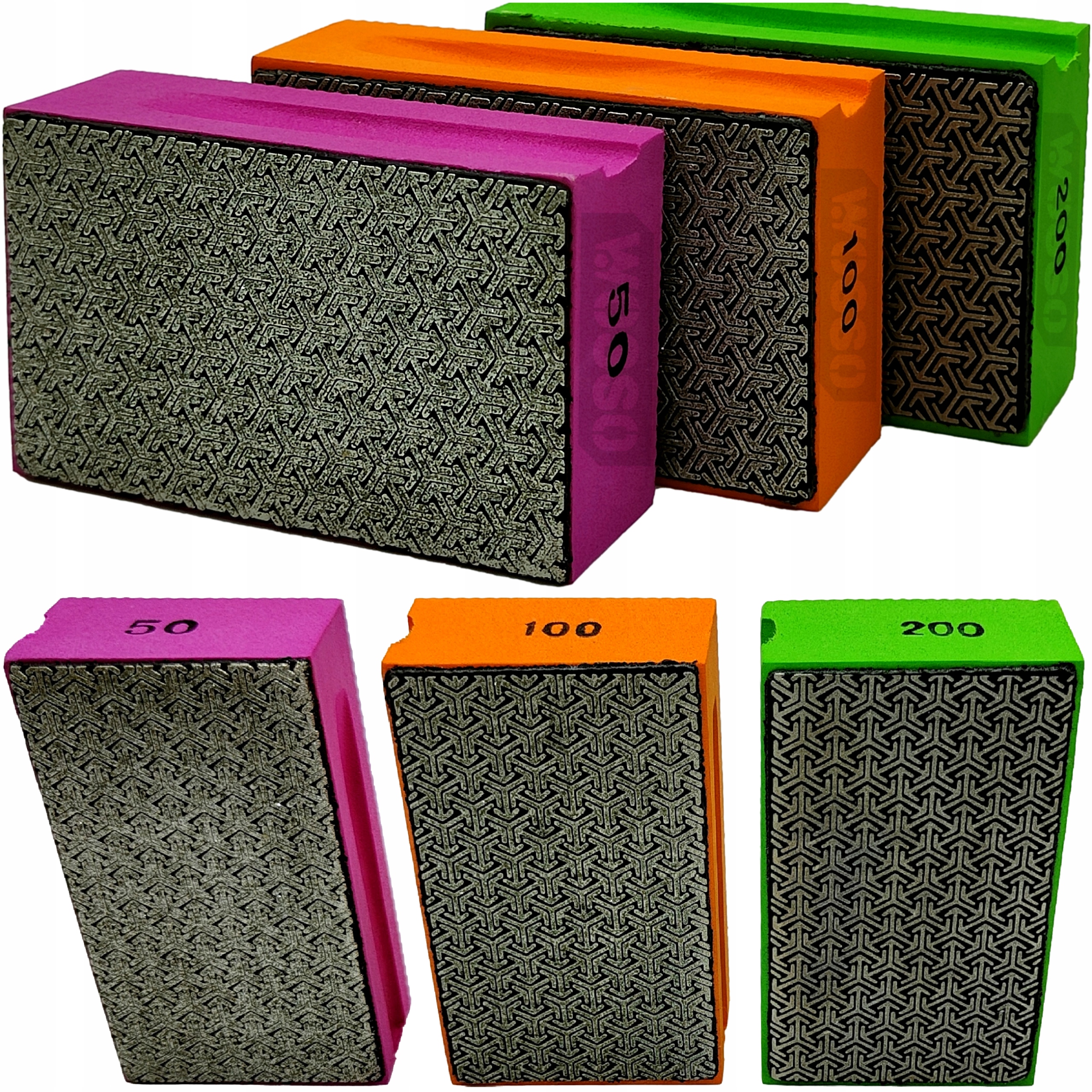Kostka Gąbka Diamentowa Zestaw 50 100 200 Szlifowania Polerowania Gresu Pro