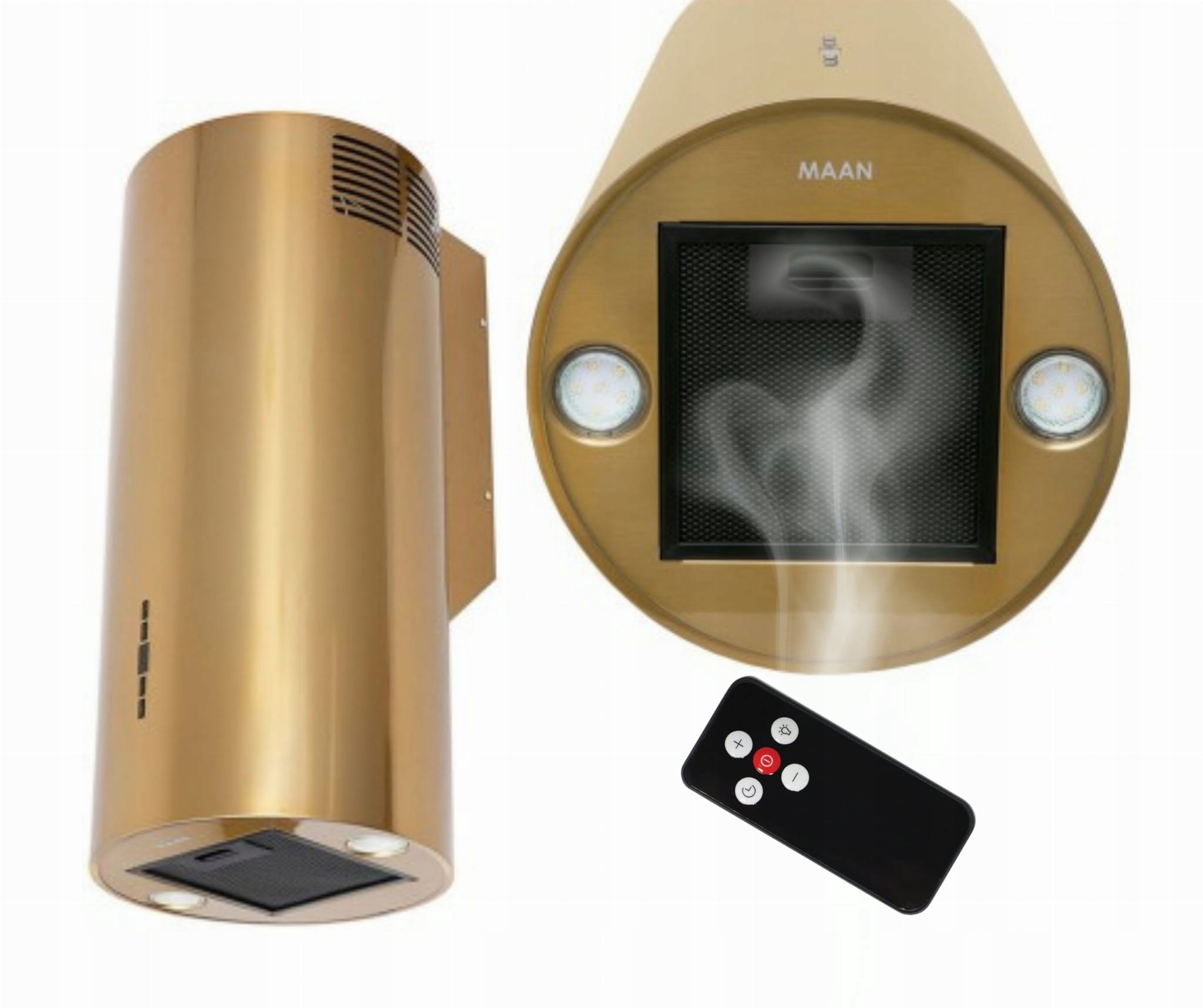 Okap kuchenny Przyścienny Kominowy Tuba 35 cm Maan Elba 2 W835 Złoty Led