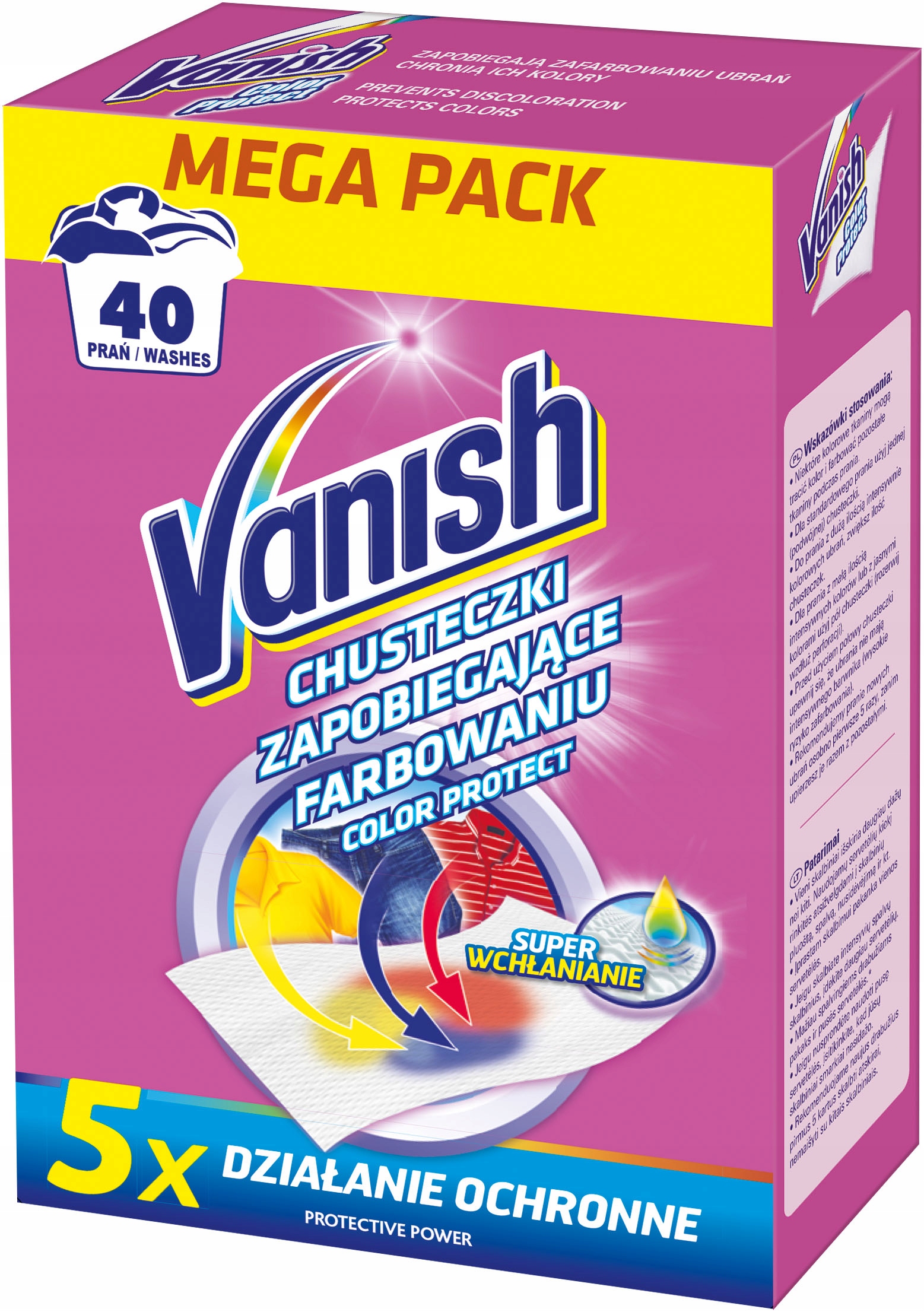 

Vanish Chusteczki wyłapujące barwnik 40 prań