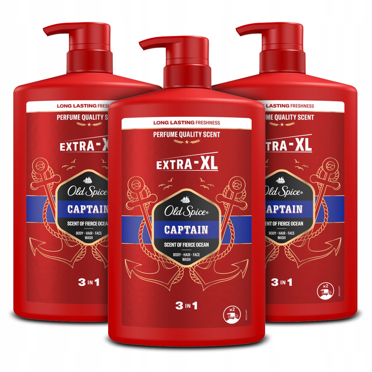 Zestaw Old Spice Captain Żel pod prysznic, szampon, płyn 3w1 XXL 1000mlx3