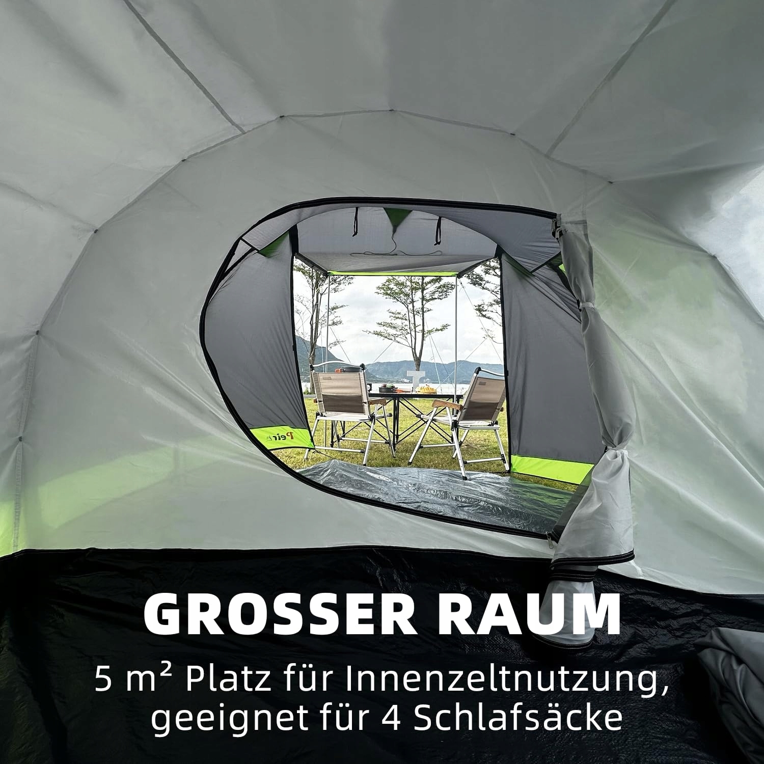 PEIRHW Namiot Tipi 4 Osoby Duży Wodoodporny 3000mm Zdejmowany Spód — miniatura 3