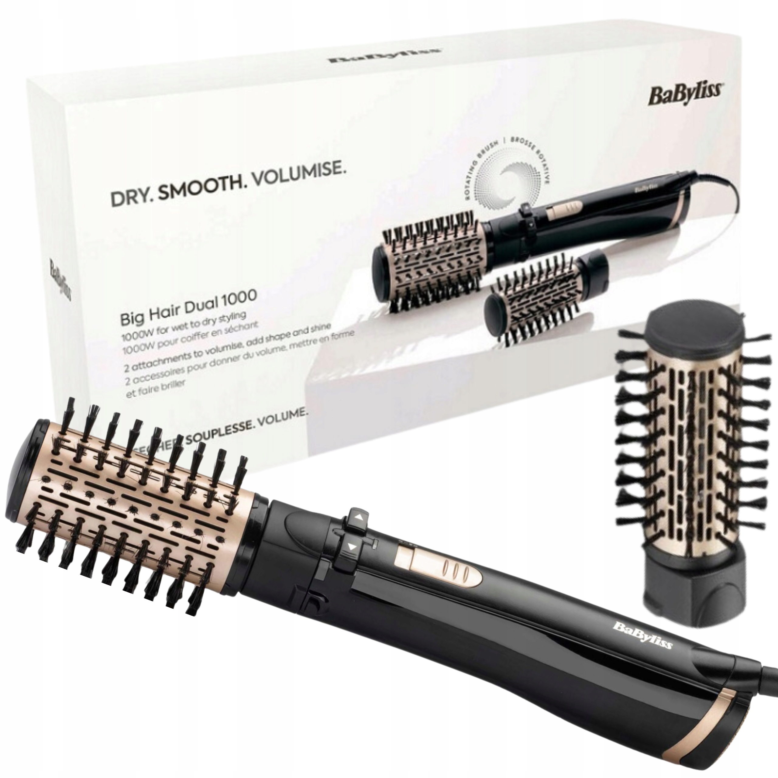 BaByliss AS962E 1000W Jonizacja Obrotowa Zimny nawiew Średnica szczotki 42mm 50mm 2 poziomy temperatury