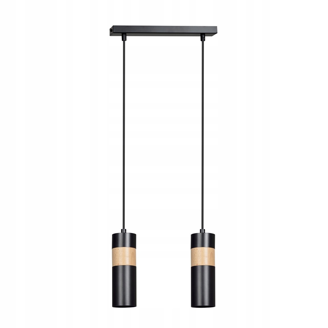 Závěsná lampa Akari 2 Black skandinávská tuba dřevo černá