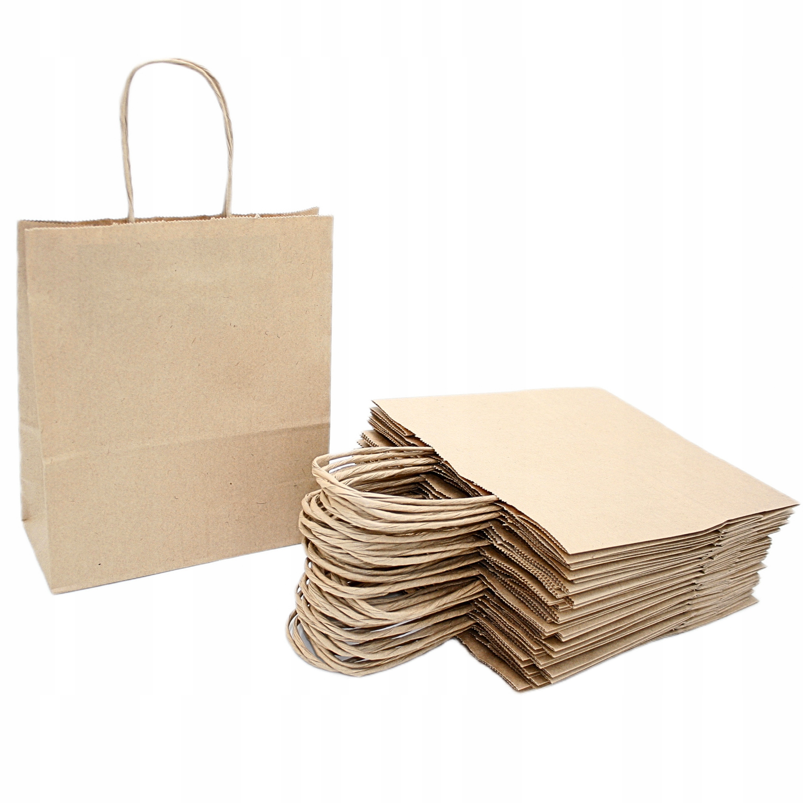 TORBA TOREBKA PAPIEROWA SZARA KLOCKOWA KRAFT Z UCHEM 18x8x21 CM 25 SZTUK