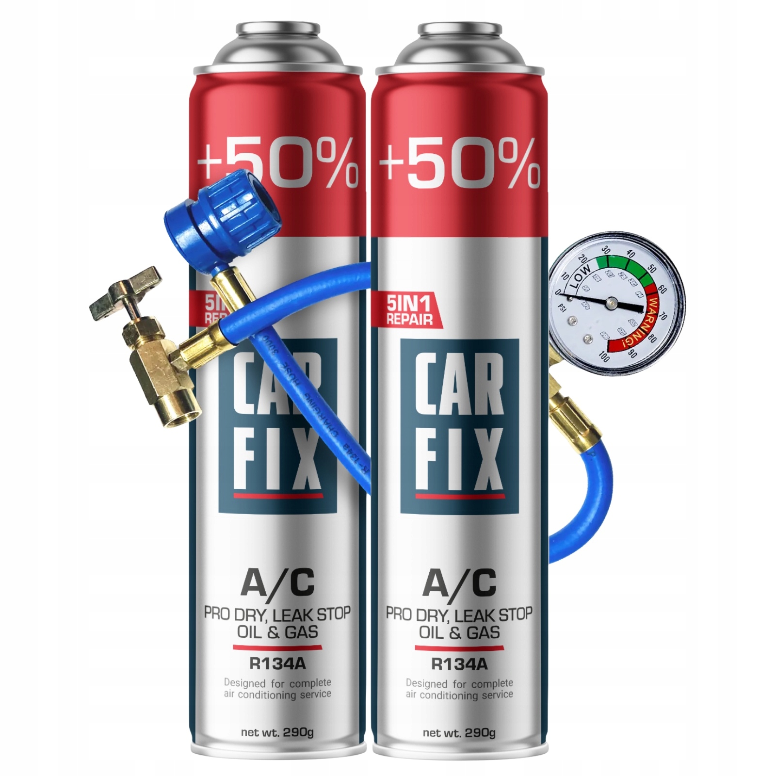2x Czynnik Klimatyzacji Carfix Ac 5w1 R134A 500ml Gotowy Zestaw z Przewodem