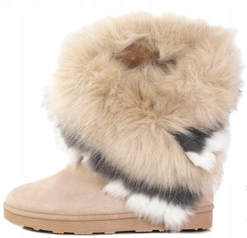 6821 ŚNIEGOWCE BEŻOWE OCIEPLANE Z FUTERKIEM 39 Marka inna