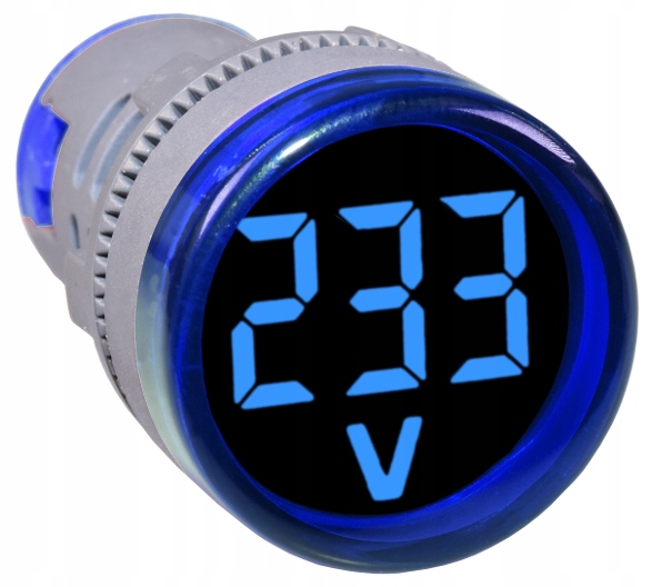 

Woltomierz okrągły 22mm 230VAC 100-500V niebieski