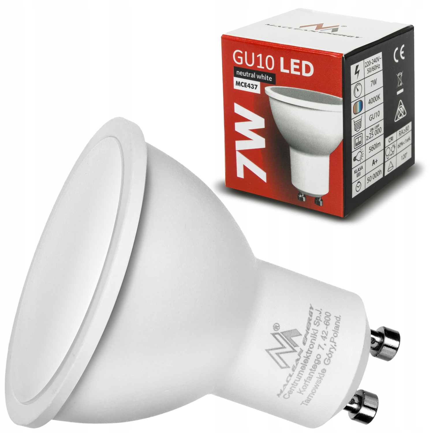 

Żarówka Led GU10 7W 560lm 4000K Neutralna Biała