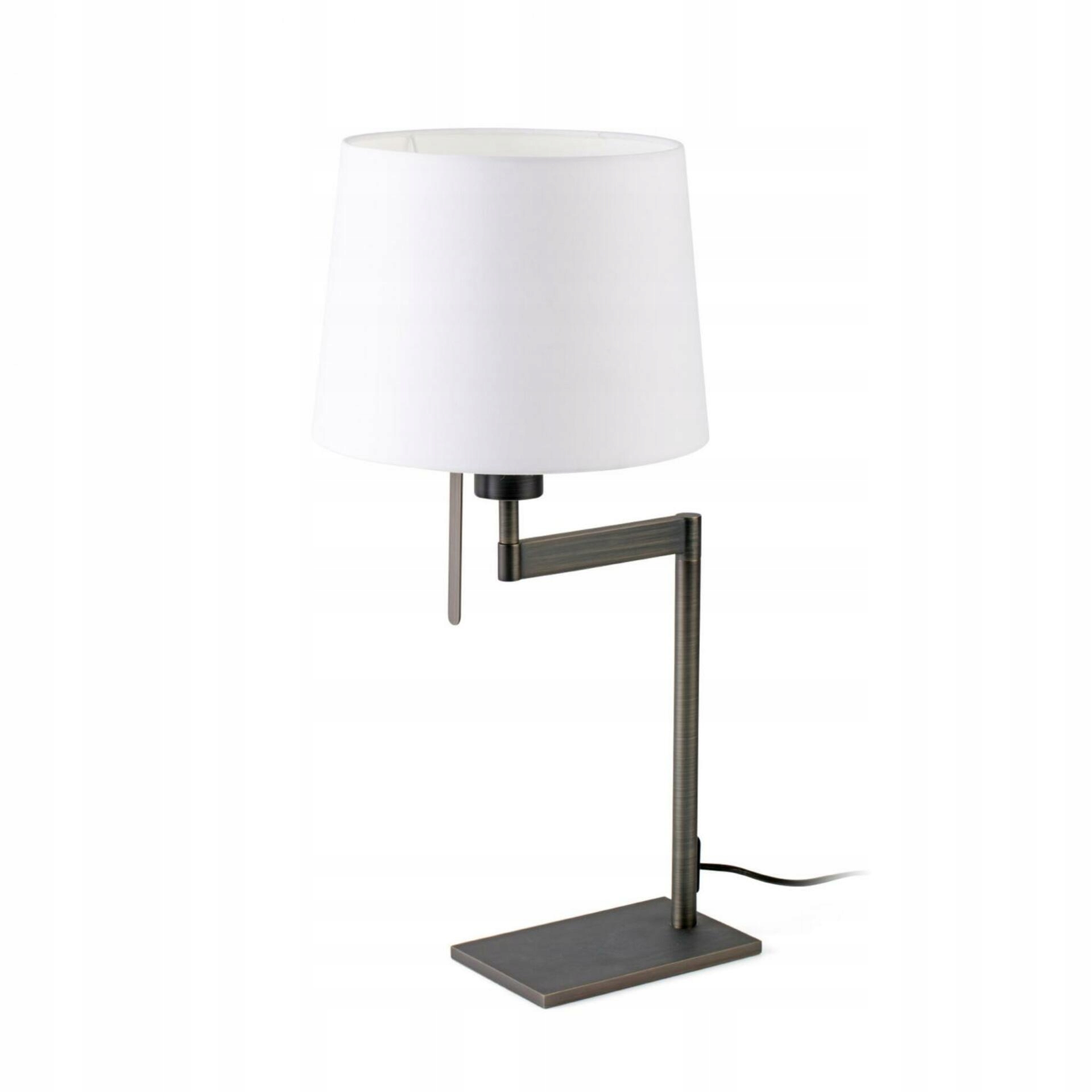 Faro Artis bronzová stolná lampa, biely textilný cylinder, E27, 55 cm