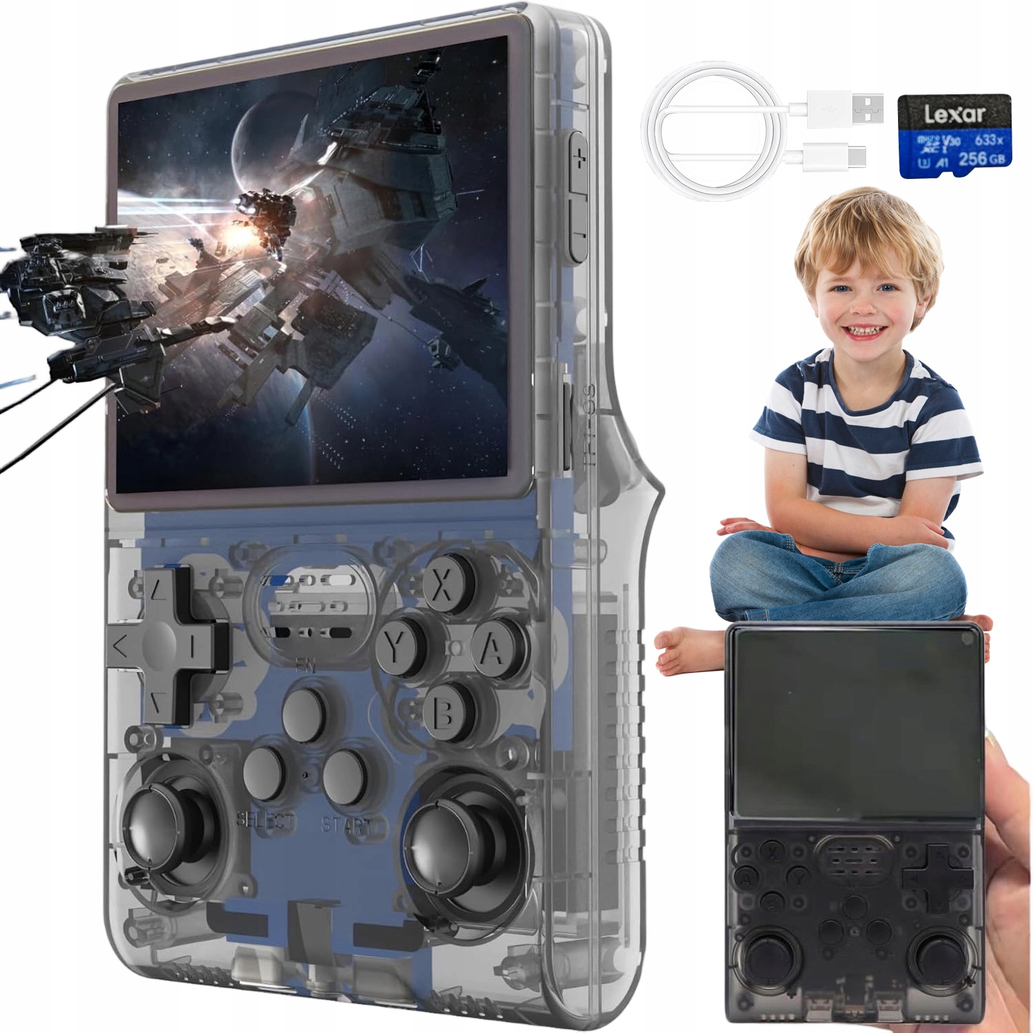 Przenośna Przenośna Konsola Do Gier Retro R40s pro 30000 Gier 256G Czarny