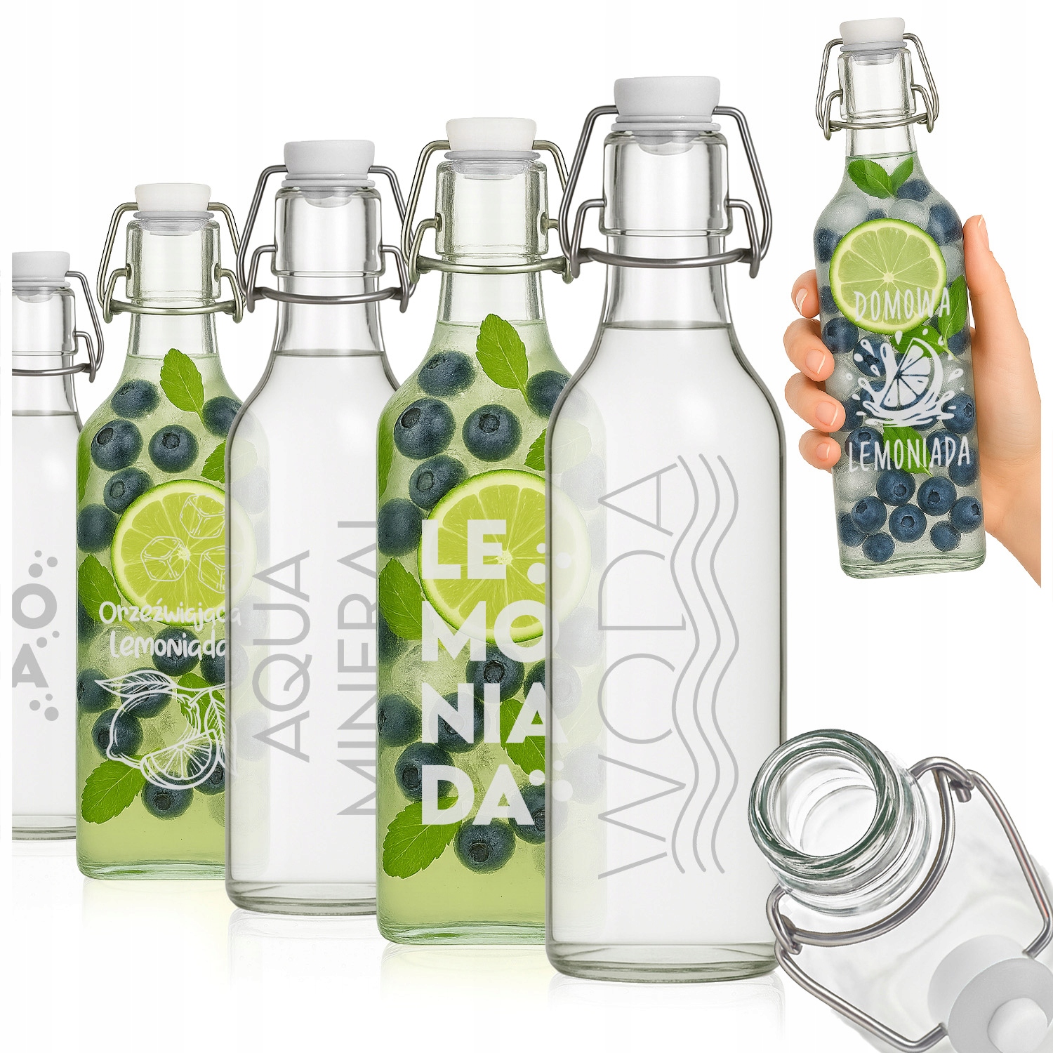 10 x Láhev S Mechanickou Zátkou Na Vodu Šťáva Limonáda Likéry 1000 ML 1 L