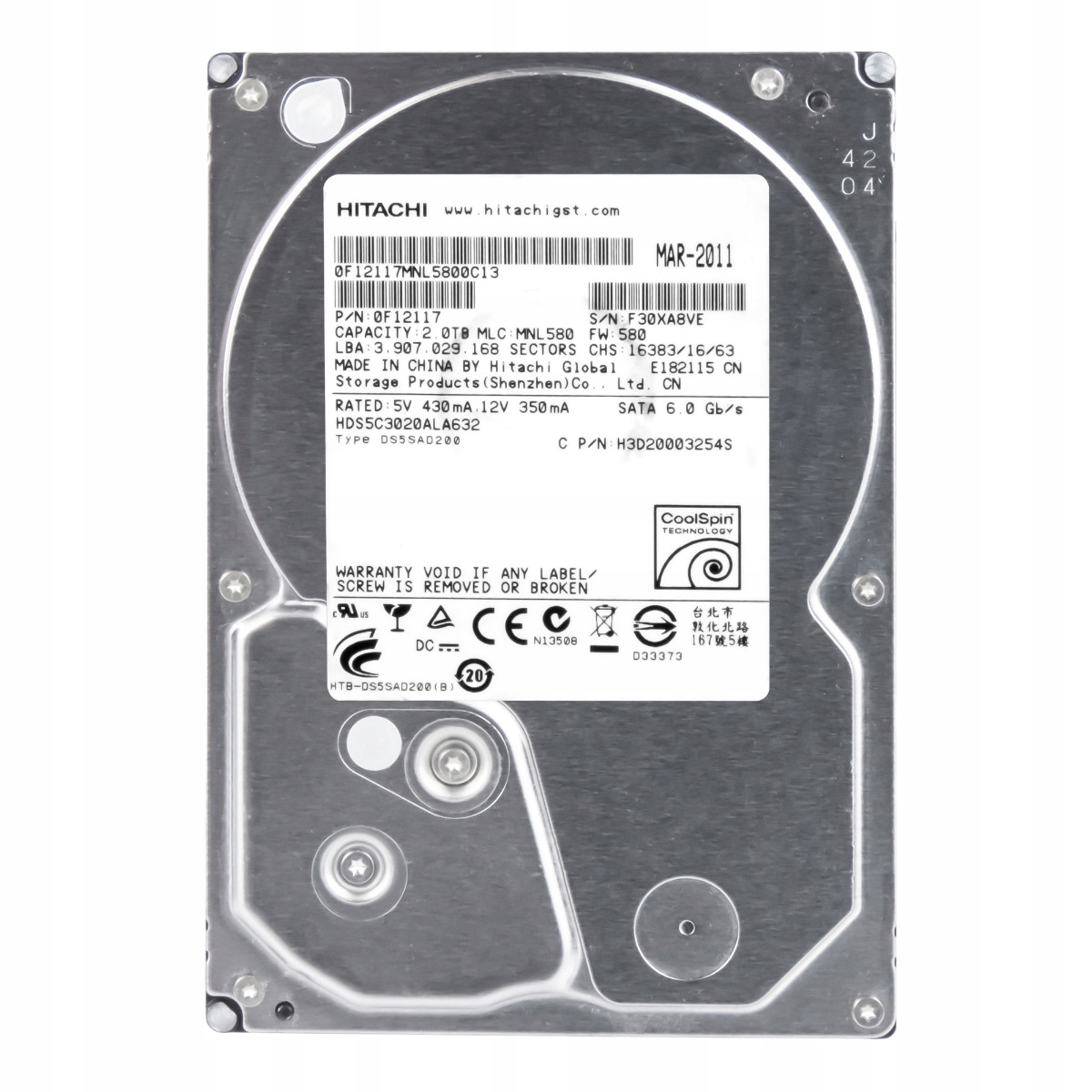DeskStar 5K3000 2TB Sata III 5.9K 32MB 3.5'' HDS5C3020ALA632