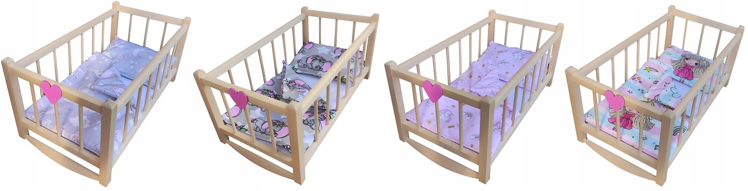 DREWNIANA kołyska z POŚCIELA dla LALEK LALKI Bohater Inny