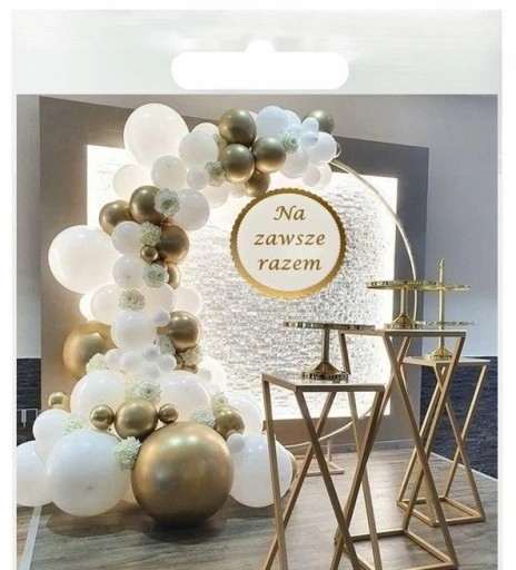 Zlatý stojan na svatební hostina Navždy Společně balónky Chrom, pozadí, rám, stěna