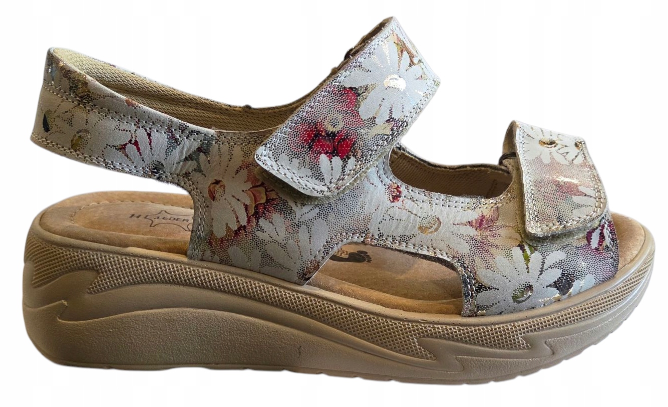 Axel Comfort Dámské Kožené Sandály Sedmikráskou Na Suchý Zip 2483 Tuhost H vel.41