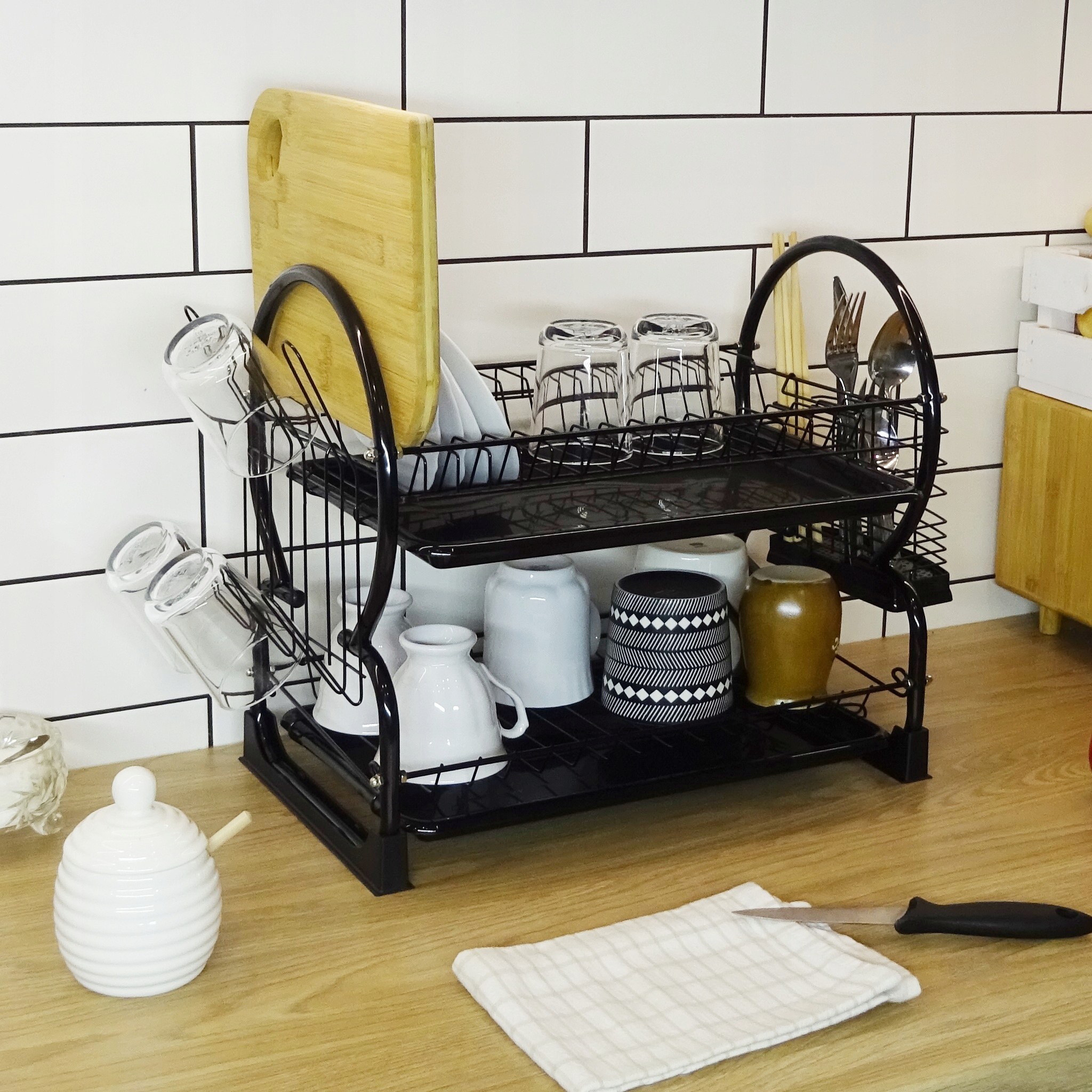 SUSZARKA DO NACZYŃ CZARNA OCIEKACZ DWUPOZIOMOWA Kod producenta 2342