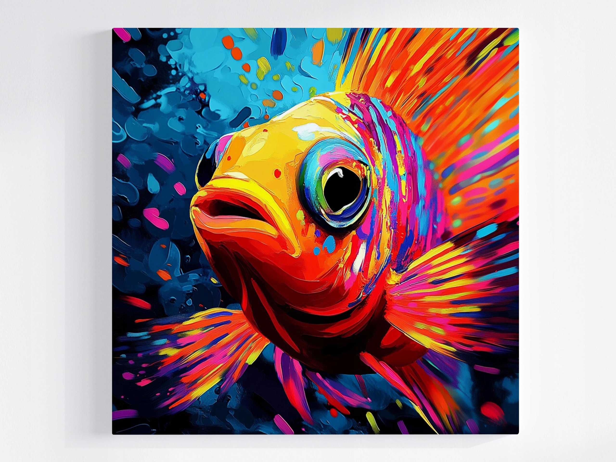 Obraz Na Plátně Canvas Barevná Ryba Neon Pop Art Akvárium Rybka 60x60