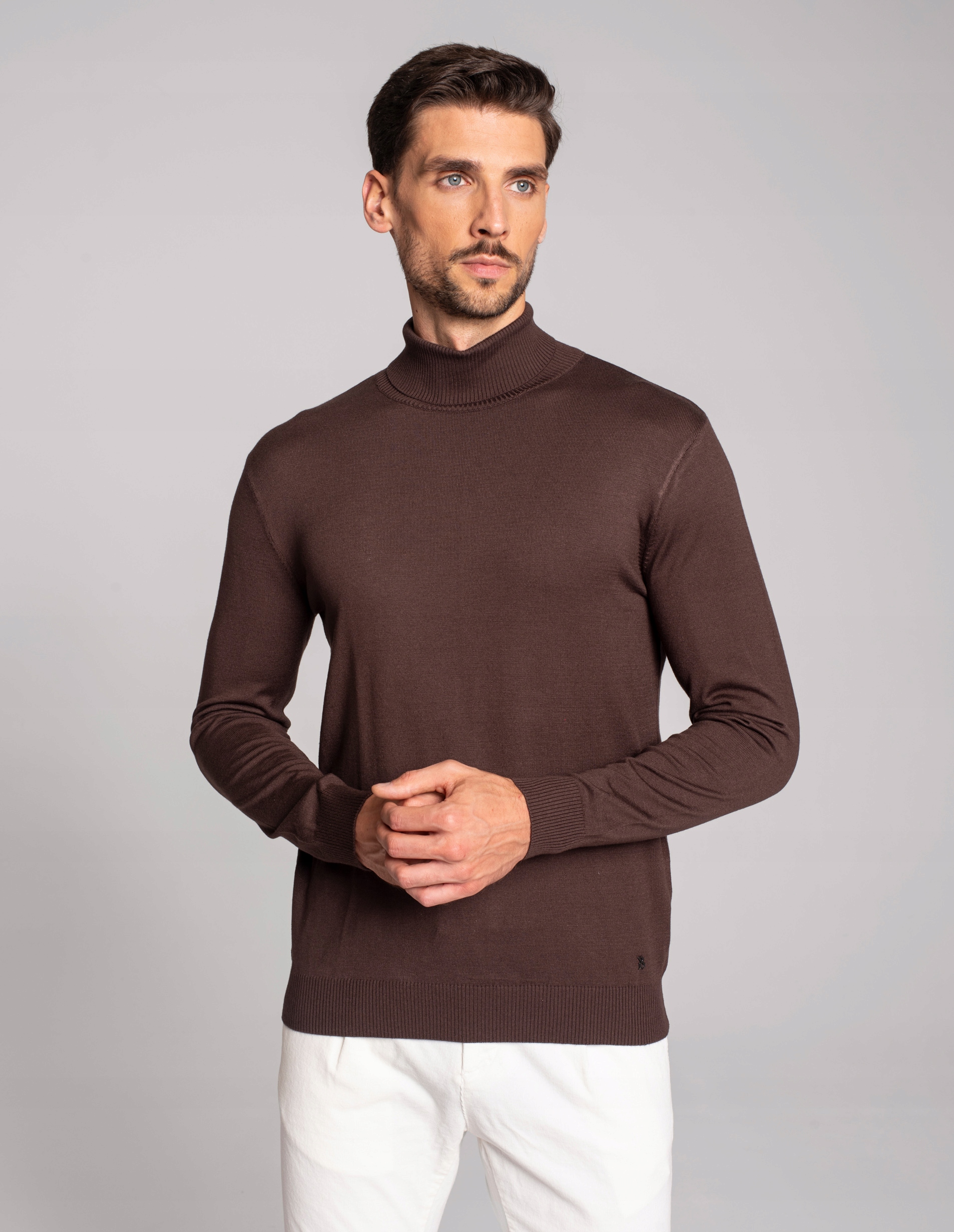 Sweter golf męski goito brąz2 XXL