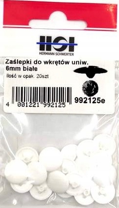 

Zaślepki do wkrętów uniwersalnych białę 6mm opak.