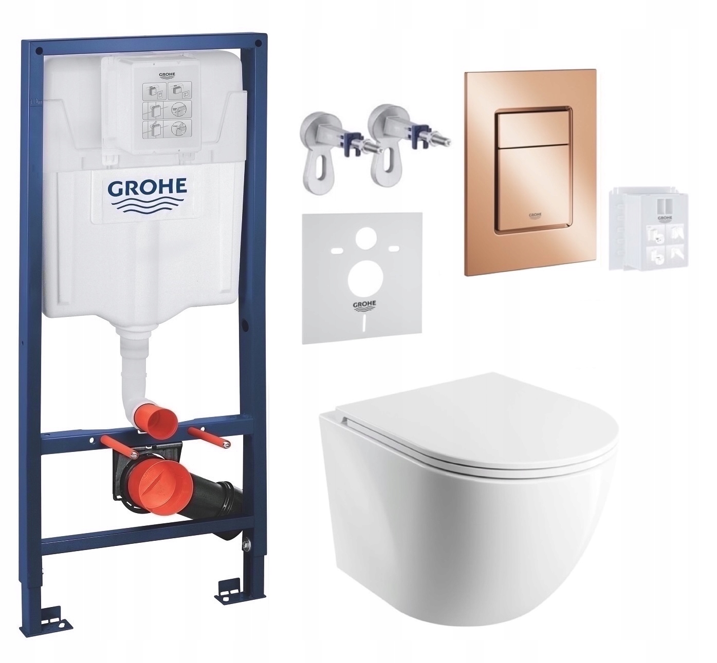 Wc rošt Grohe Rapid Sl s Wc misou Omnires a tlačidlom medený lesk